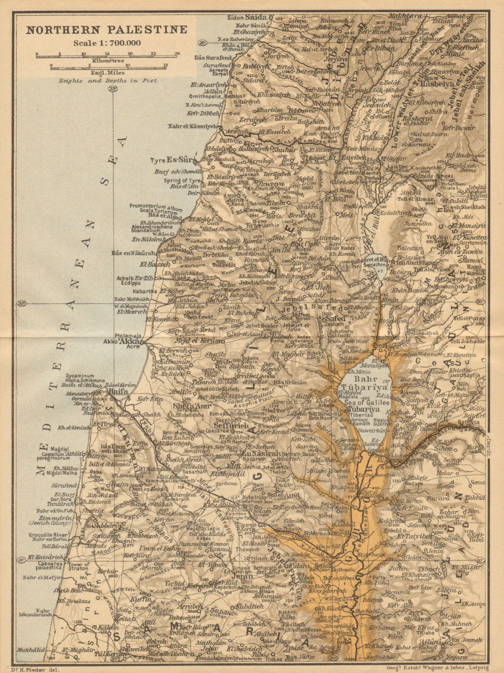 'Northern Palestine'. N. Israel & southern Lebanon. Sidon-Netanya coast 1912 map