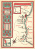 Graves and Sauternes wine map. Carte vinicole. Bordeaux Gironde 1957 old