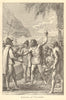Christopher Columbus landing on San Salvador, Bahamas 1891 old antique print