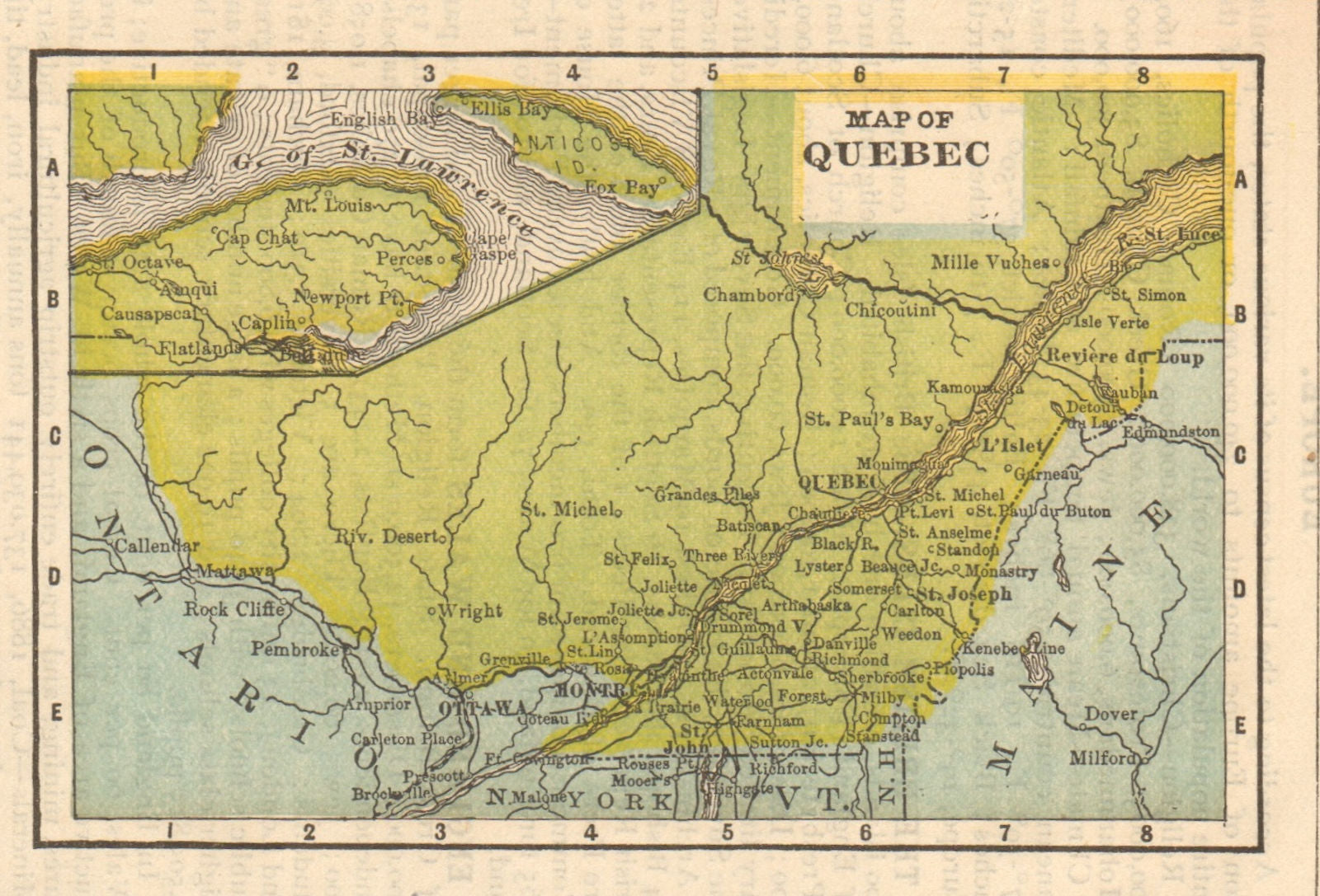 Antique miniature province map of Quebec by K.L. Armstrong 1891 old ...