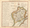 Antique county map of Monmouthshire by Badeslade & Toms. Coloured 1745 old