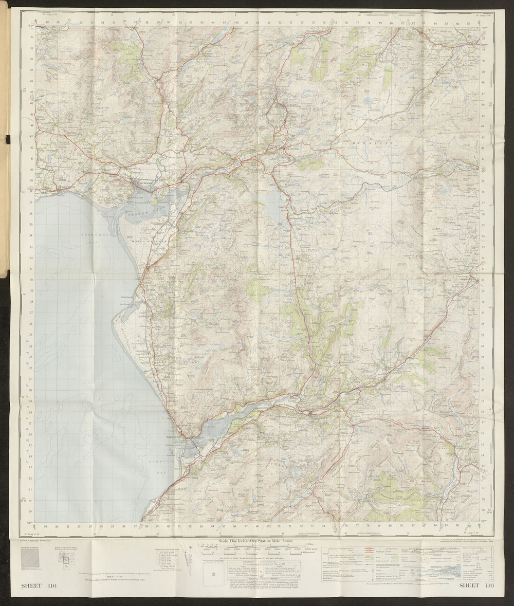 Dolgelly Sheet 116 Dollgellau Snowdonia Barmouth ORDNANCE SURVEY 1957 old map