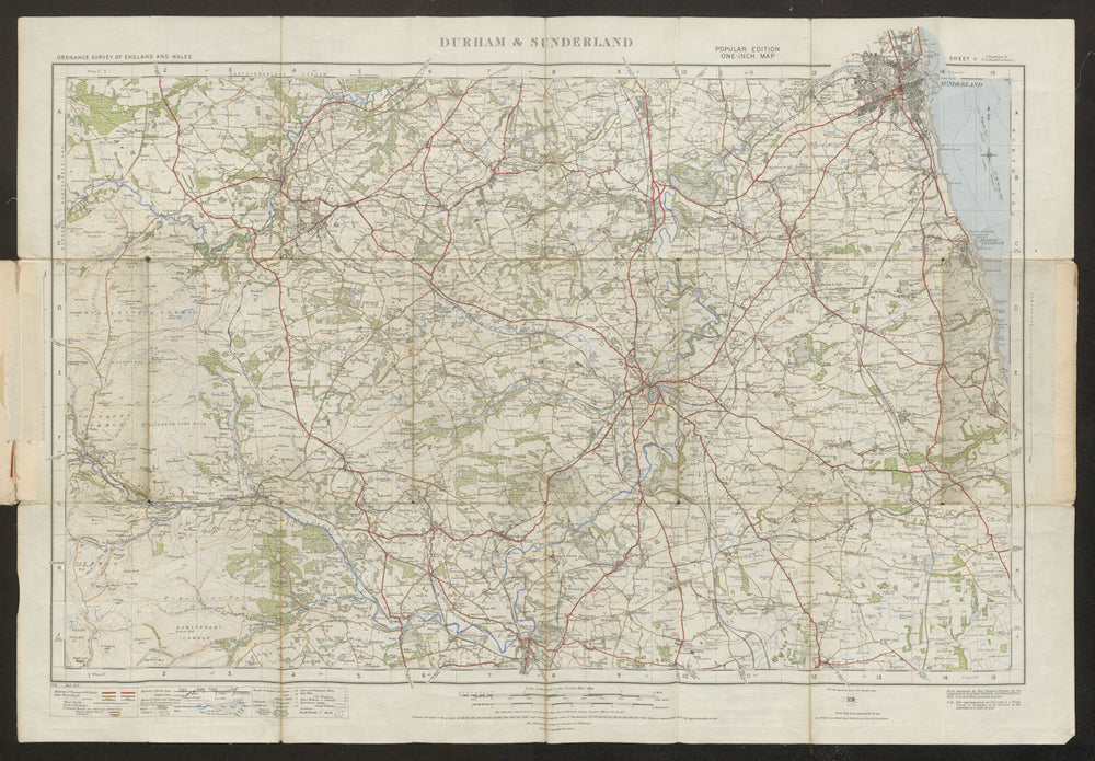 Durham & Sunderland Sheet 11 River Wear valley Stanhope ORDNANCE SURVEY 1925 map