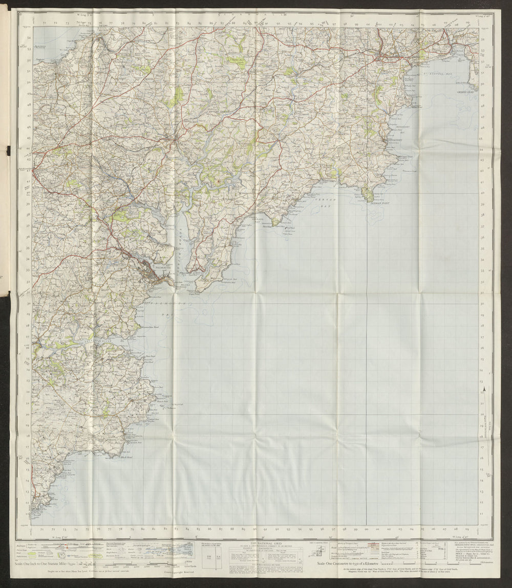 Truro & Falmouth Sheet 190 St Austell Roseland coast ORDNANCE SURVEY 1946 map