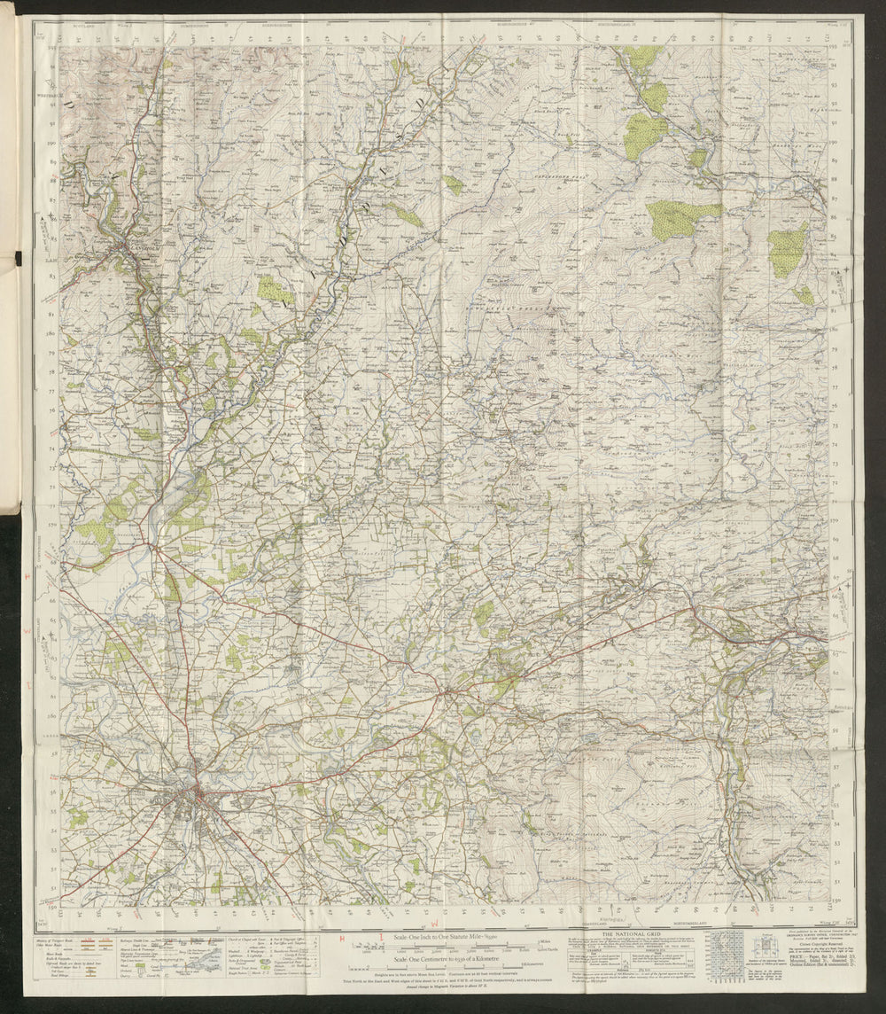 Carlisle Sheet 76 Liddesdale Kielder Forest N. Pennines ORDNANCE SURVEY 1947 map