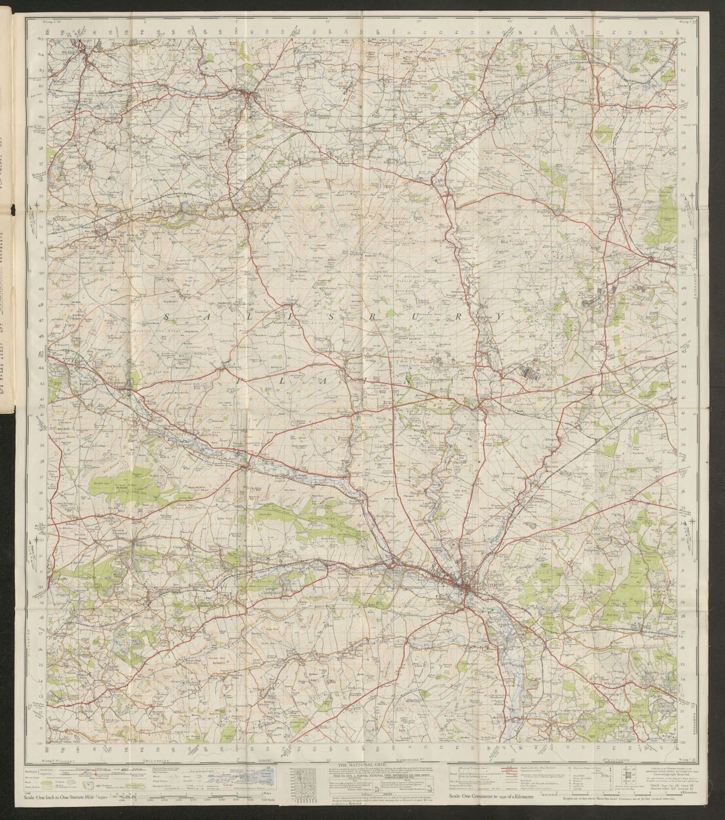 Salisbury Plain Sheet 167 Devizes Cranborne Chase ORDNANCE SURVEY 1940 ...