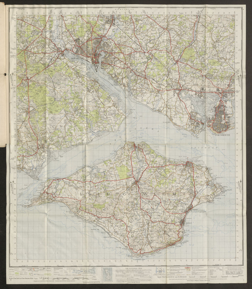 Solent Sheet 180 Southampton Portsmouth Isle of Wight ORDNANCE SURVEY 1945 map