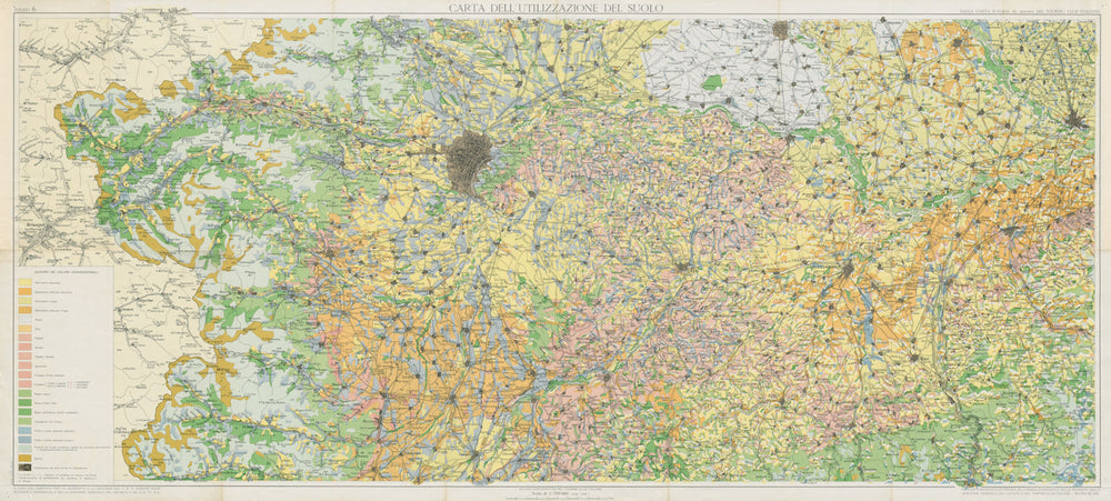 Carta Utilizzazione Suolo 6 Soil use. Ferrara Modena Parma Padova 1965 old map