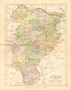 COUNTY KILDARE. Antique county map. Leinster. Ireland. BARTHOLOMEW 1886