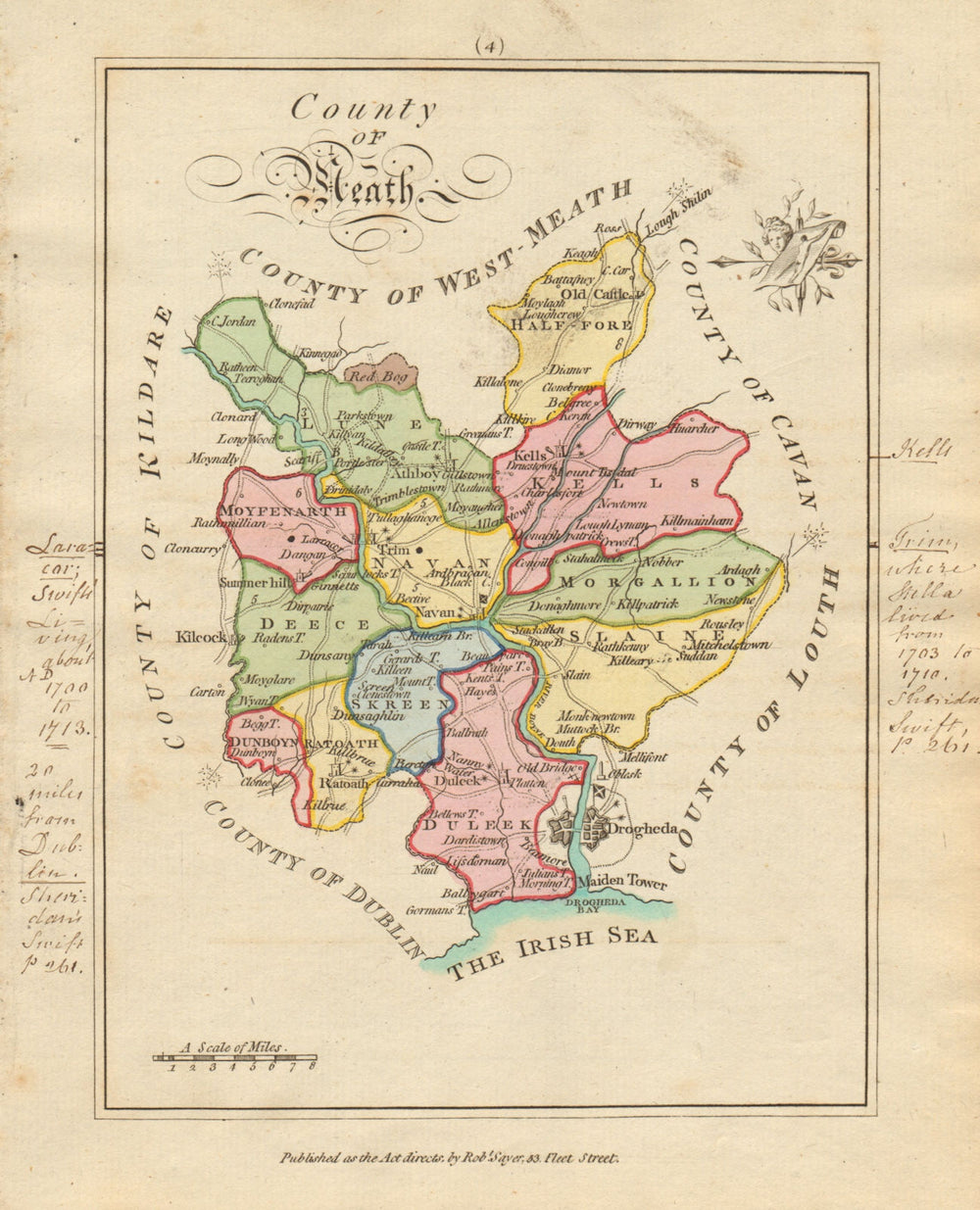 County of Meath, Leinster. Antique copperplate map by Scalé / Sayer 1788