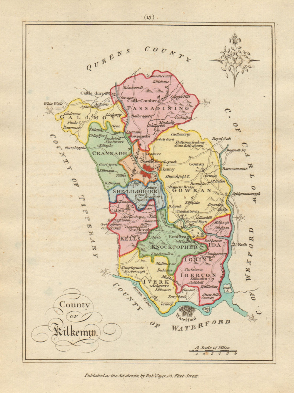 County of Kilkenny, Leinster. Antique copperplate map by Scalé / Sayer 1788