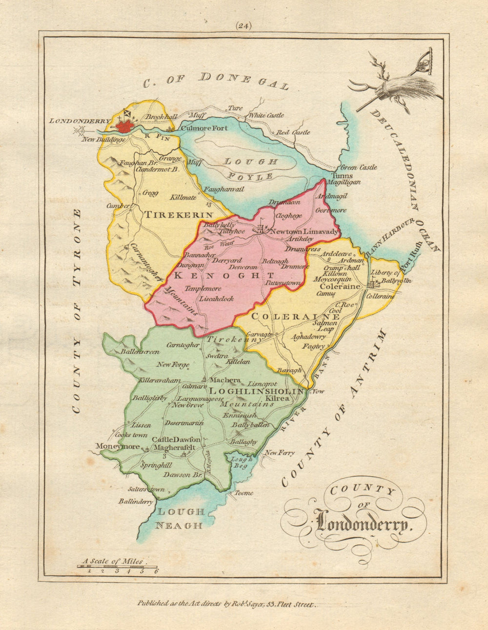 County of Londonderry, Ulster. Antique copperplate map by Scalé / Sayer 1788