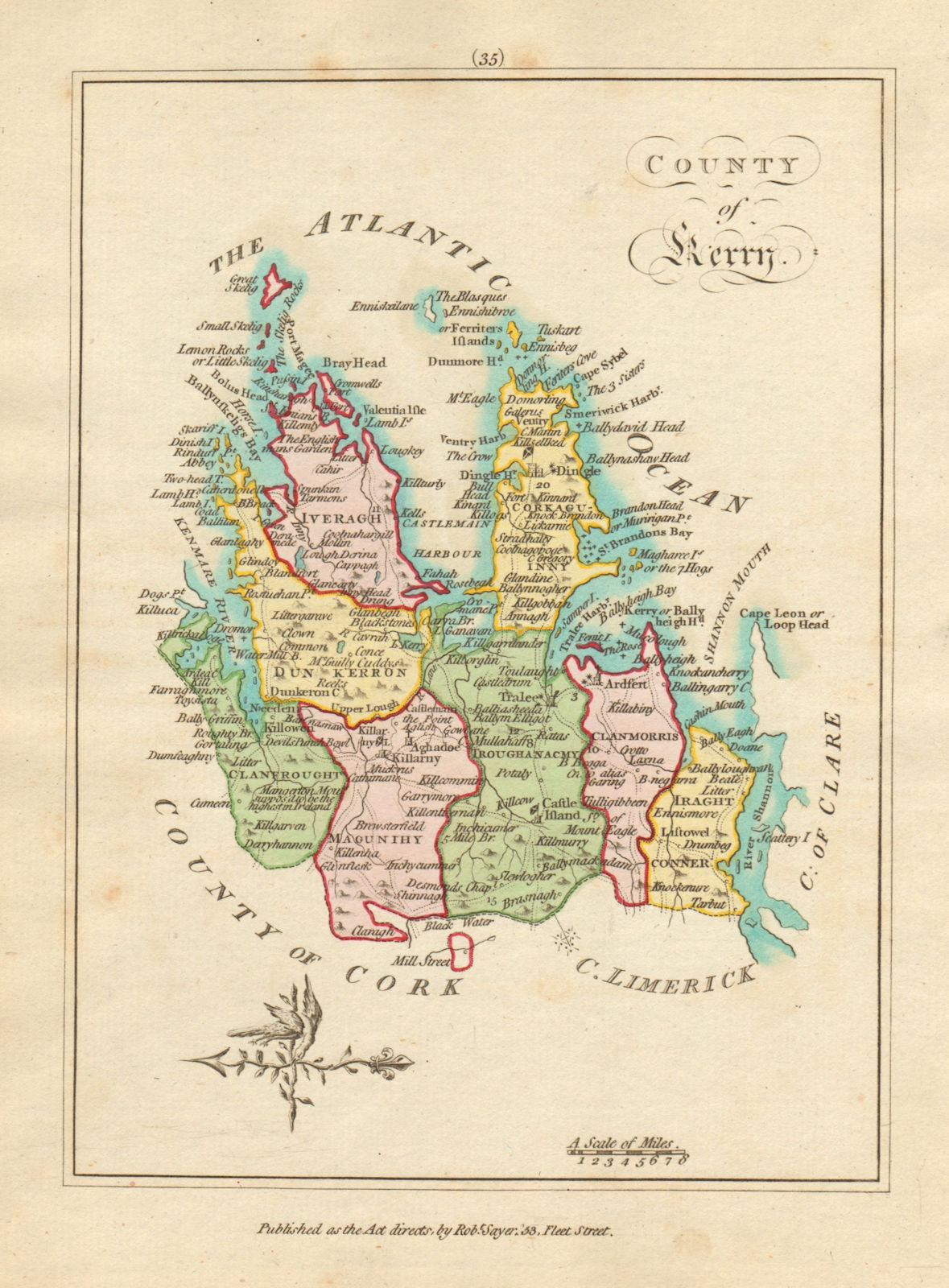County of Kerry, Munster. Antique copperplate map by Scalé / Sayer 1788 ...