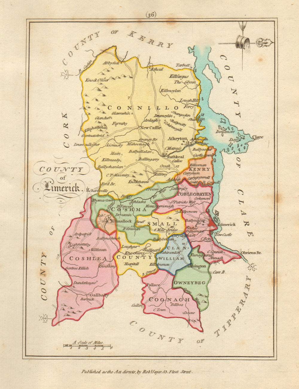 County of Limerick, Munster. Antique copperplate map by Scalé / Sayer 1788