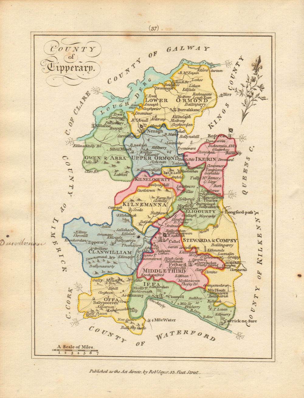 County of Tipperary, Munster. Antique copperplate map by Scalé / Sayer 1788
