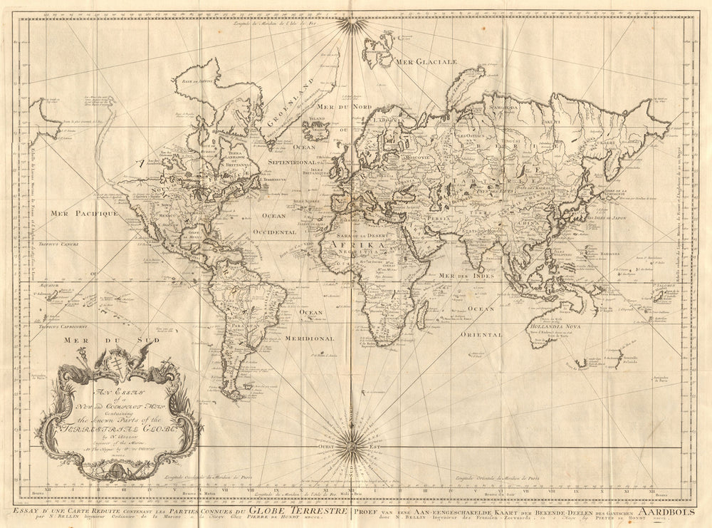 'Essay of a New & Compact Map… of the Terrestrial Globe'. BELLIN/SCHLEY 1747