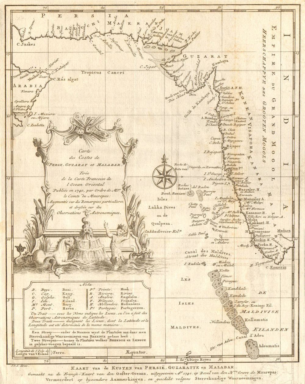 'Côtes de Perse, Guzarat & Malabar'. Arabian Sea. Persia. BELLIN/SCHLEY 1747 map