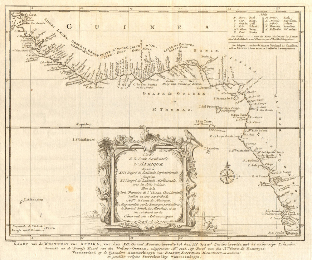 'Côte Occidentale d’Afrique…' West Africa. Gulf of Guinea BELLIN/SCHLEY 1747 map
