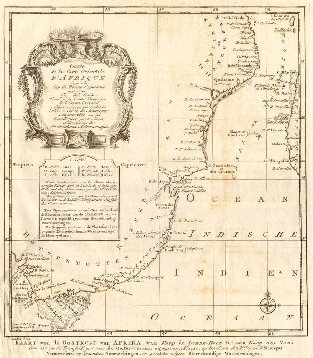 'Coste Orientale d’Afrique'. South Africa Mozambique BELLIN/SCHLEY 1747 map