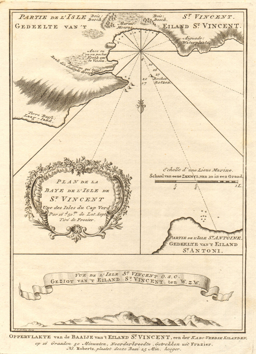 Porto Grande Bay Sao Vicente, Cape Verde islands. Mindelo BELLIN/SCHLEY 1747 map