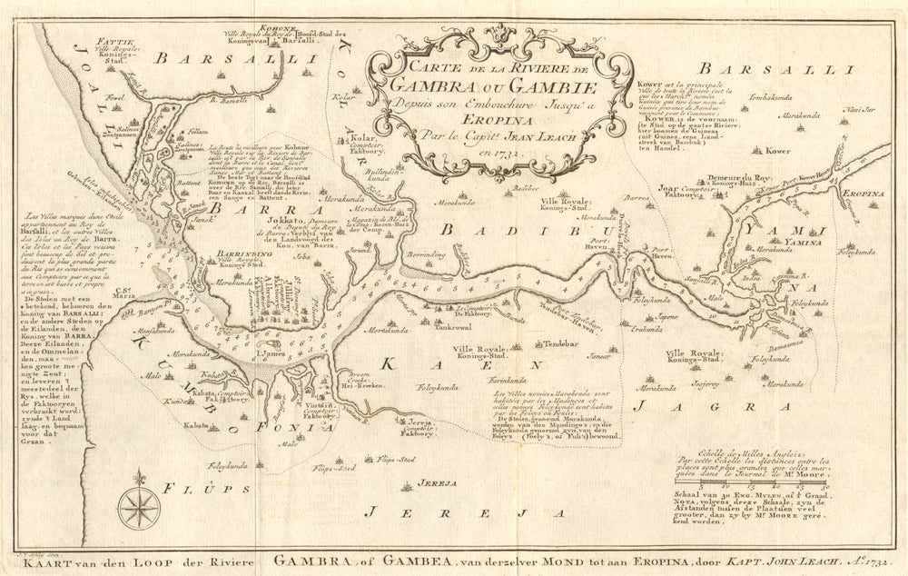 'Carte de la Rivière de Gambra ou Gambie…'. Gambia River. BELLIN/SCHLEY 1747 map