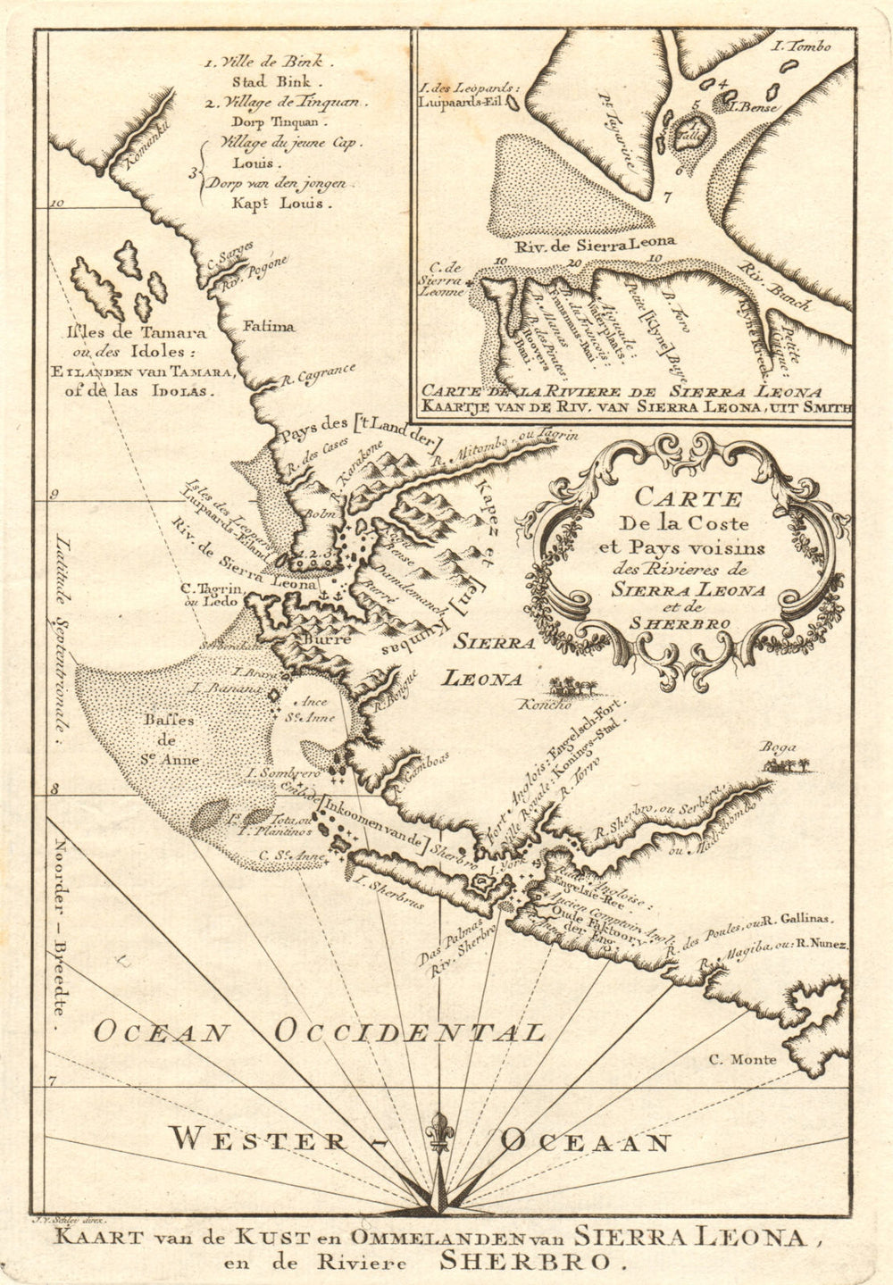 'Coste… des Rivières de Sierra-Léona & Scherbro'. S Leone BELLIN/SCHLEY 1747 map