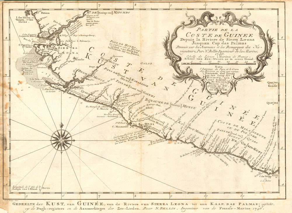 'Partie de la Coste de Guinée' Sierra Leone Liberia coast BELLIN/SCHLEY 1747 map