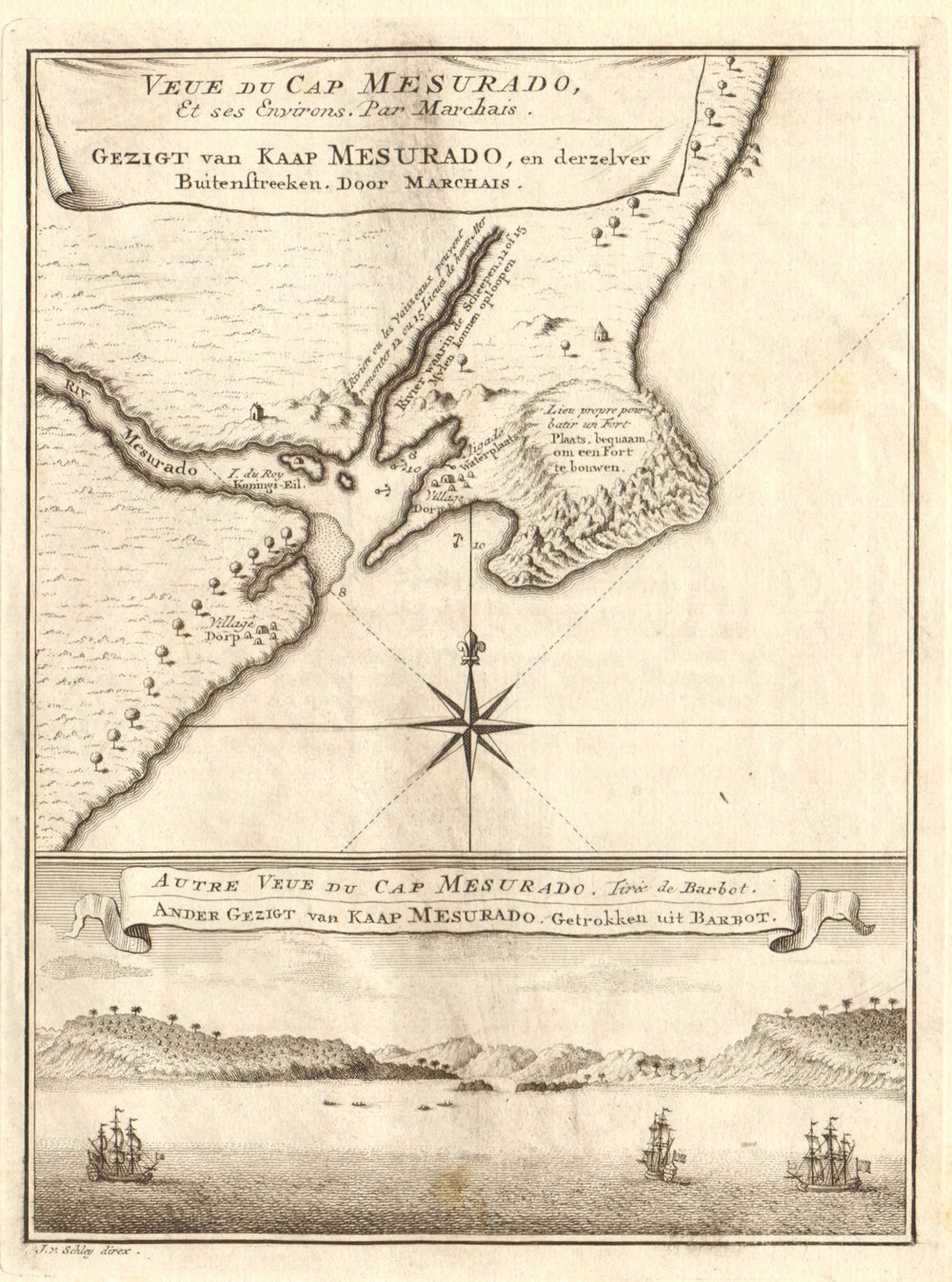 'Veue du Cap Mesurado…' Cape Mesurado, Monrovia, Liberia. BELLIN/SCHLEY 1748 map