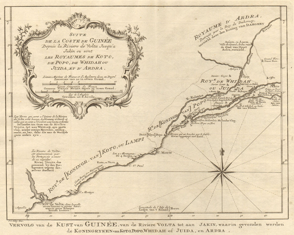 'Suite de la Coste de Guinée'. Ghana Togo Benin coast. BELLIN/SCHLEY 1748 map