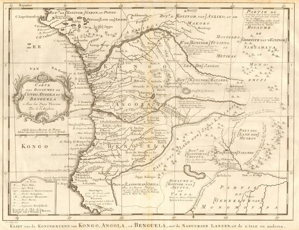 'Carte des Royaumes de Congo, Angola et Benguela'. Gabon. BELLIN/SCHLEY 1748 map