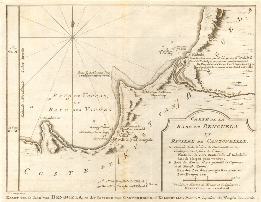 'La Rade de Benguela & Rivière de Cantonbelle'. Angola. BELLIN/SCHLEY 1748 map