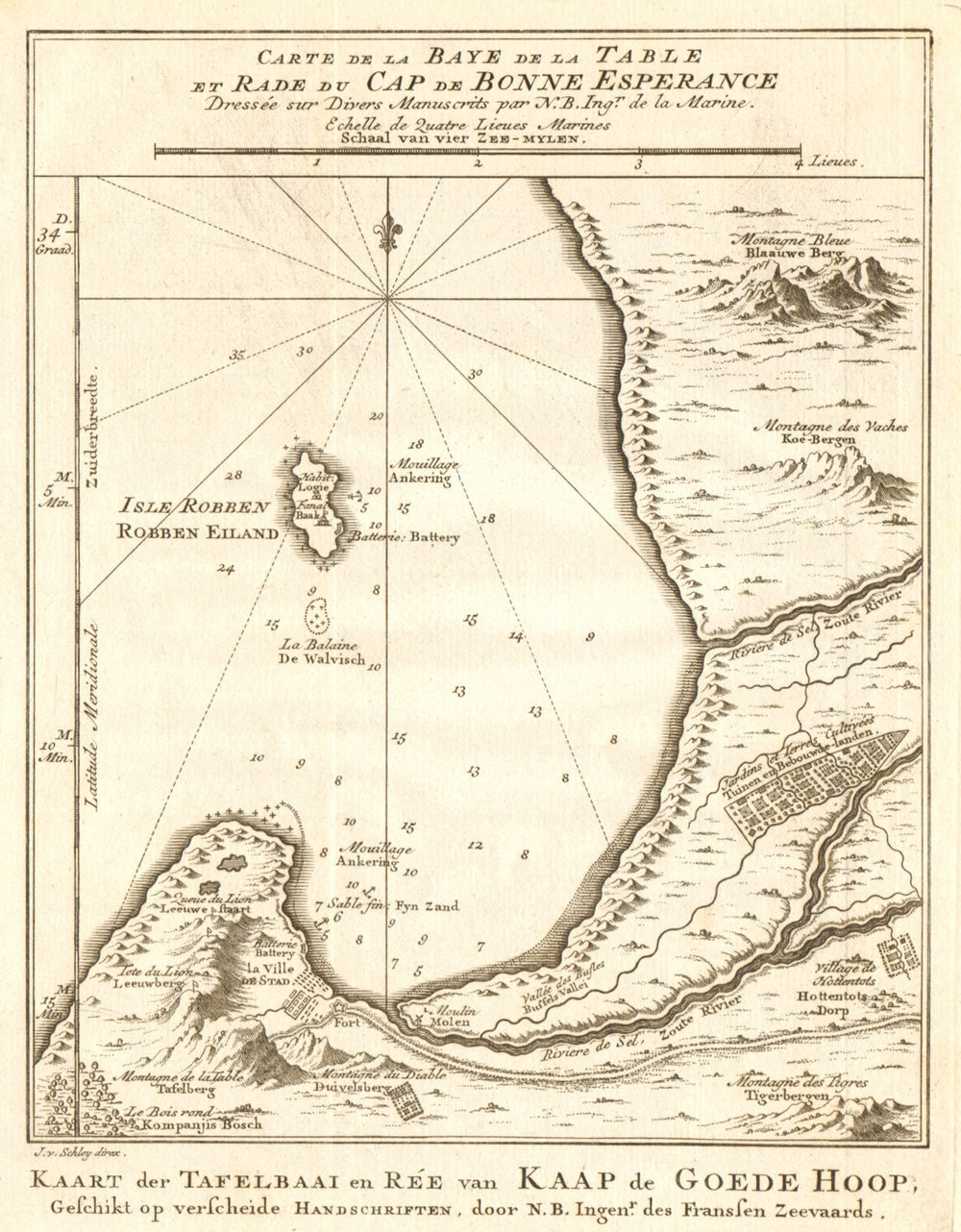 'Baye de la Table &… Cap de Bonne-Espérance'. Cape Town. BELLIN/SCHLEY 1748 map
