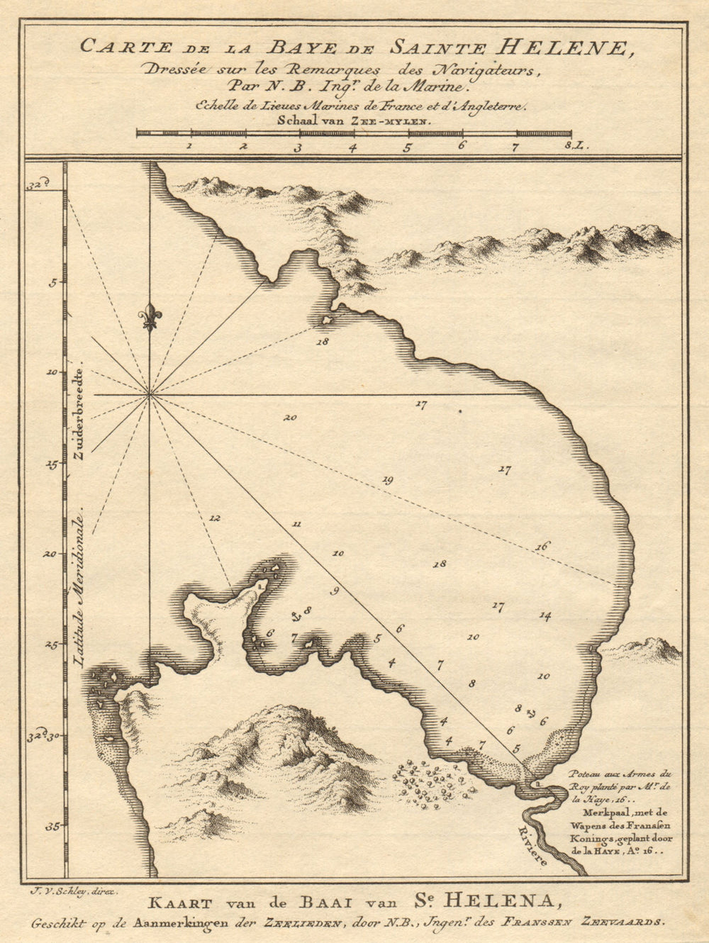 'La Baye de Sainte Hélène'. St Helena Bay, South Africa. BELLIN/SCHLEY 1748 map