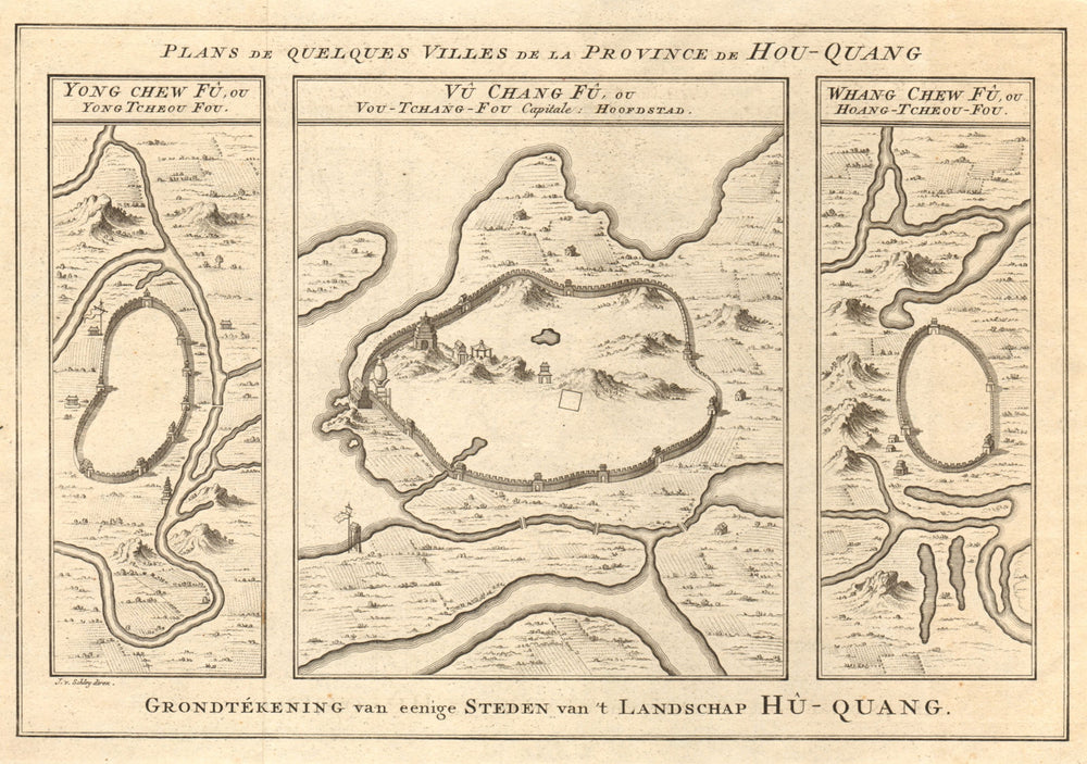 Yongzhou Hunan. Wuhan & Huangzhou, Huanggang Hubei China. BELLIN/SCHLEY 1749 map