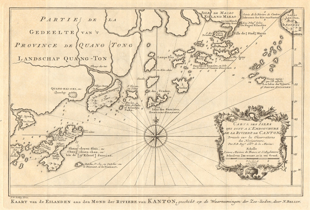 Guangdong Canton Pearl River. Macau Lantau Chuan/Wanshan. BELLIN/SCHLEY 1749 map