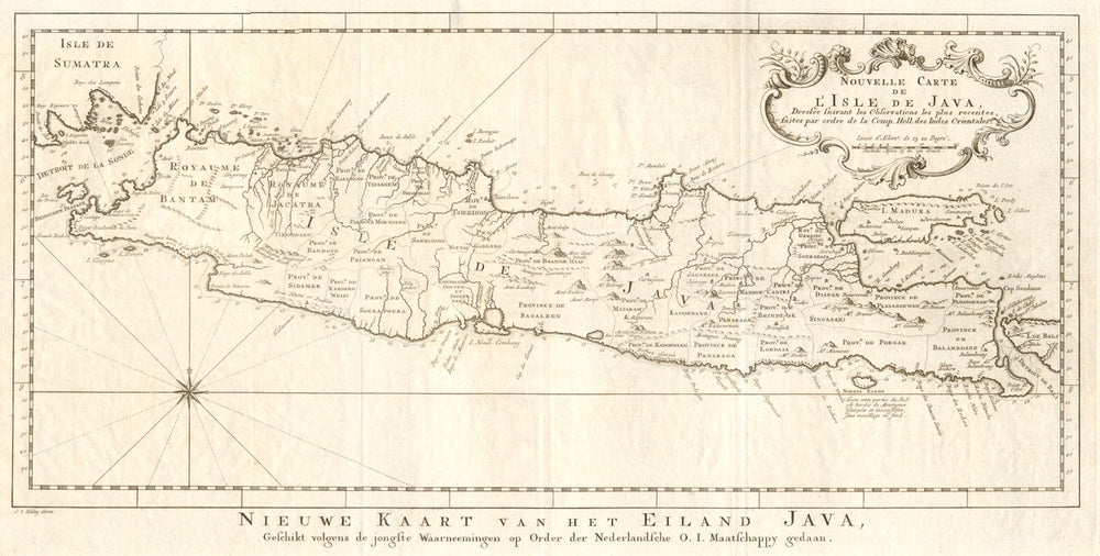 'Nouvelle Carte de l’Isle de Java'. Dutch East India Co. BELLIN/SCHLEY 1753 map