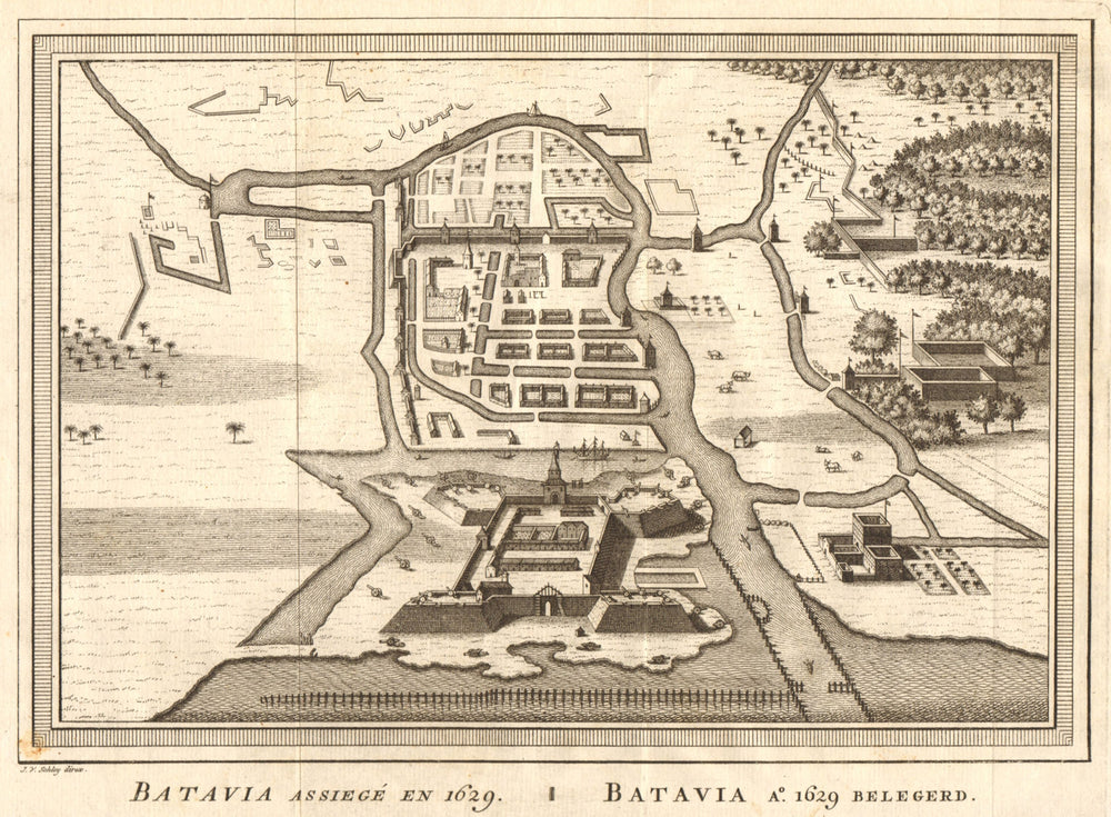 'Batavia assiégé en 1629'. Siege of Jakarta. Indonesia. BELLIN/SCHLEY 1753 map
