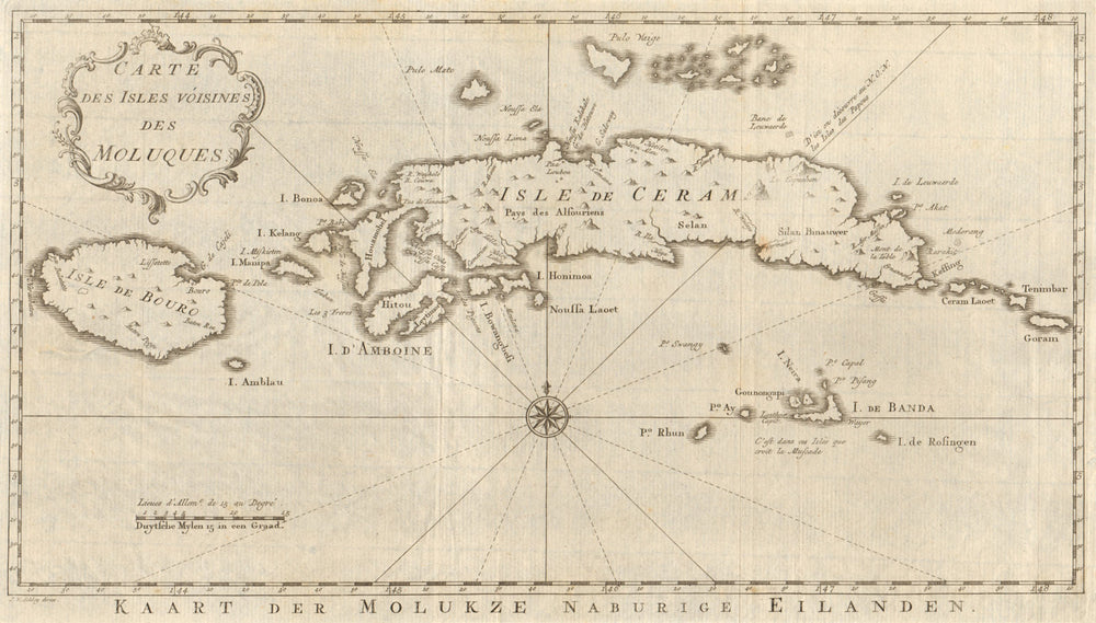 'Carte des Isle voisines des Moluques'. Maluku Buru Seram BELLIN/SCHLEY 1755 map