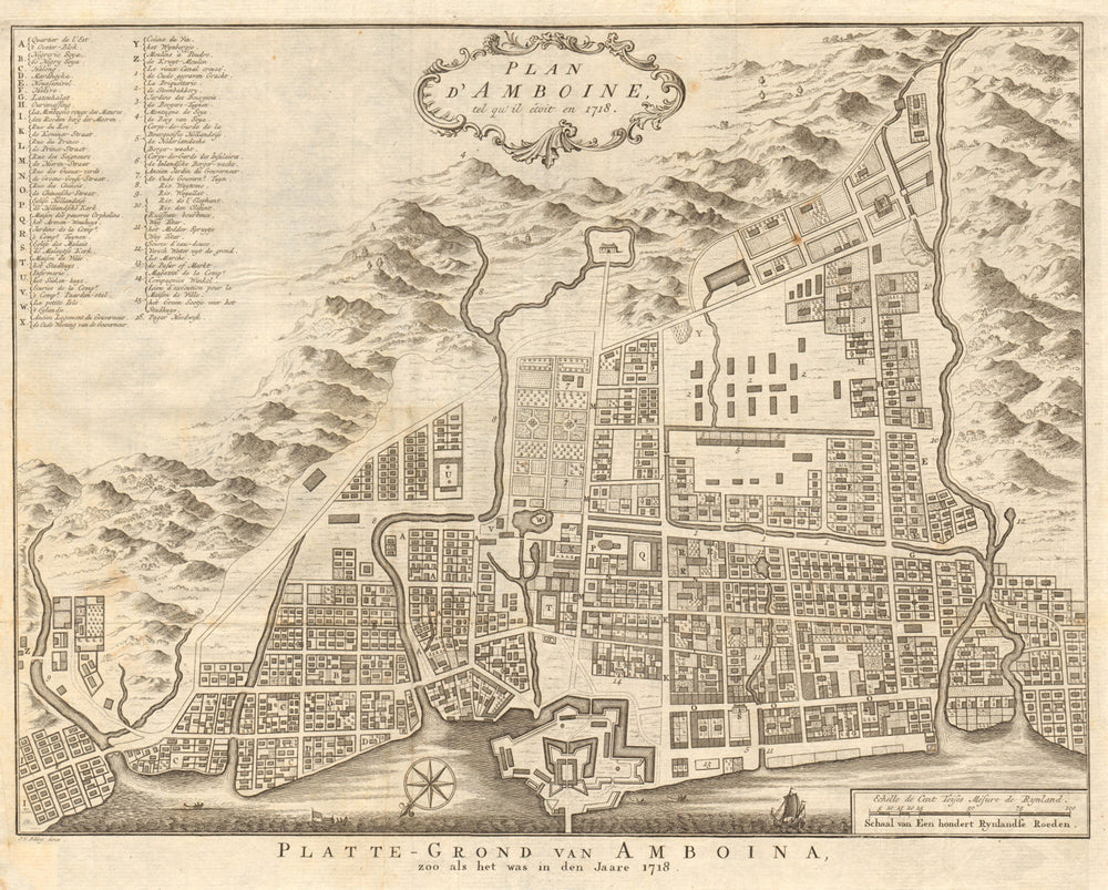 'Plan d’Amboine, tel qu'il étoit en 1718'. Ambon, Maluku. BELLIN/SCHLEY 1755 map
