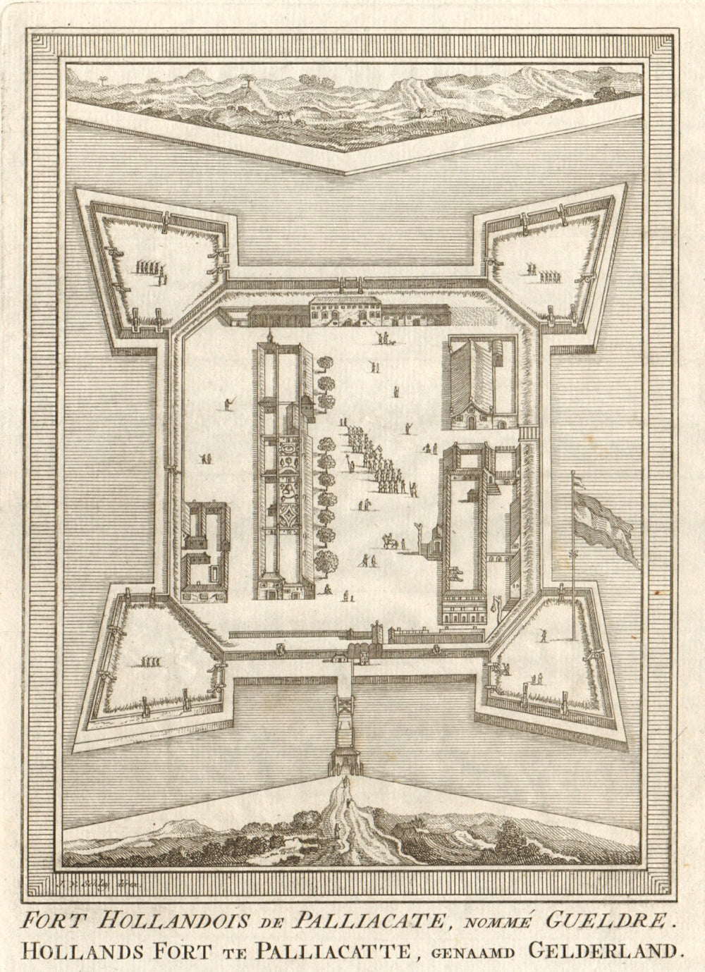 'Fort Hollandois de Palliacate… Gueldre'. Geldria Pulicat BELLIN/SCHLEY 1755 map