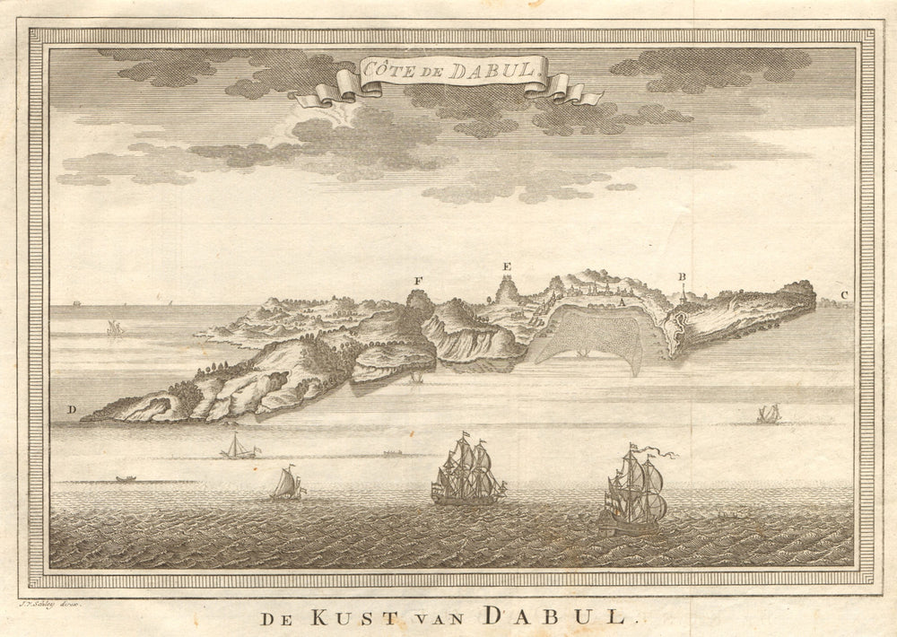 'Côte de Dabul'. India. Coast of Dabhol. BELLIN / SCHLEY 1755 old antique map