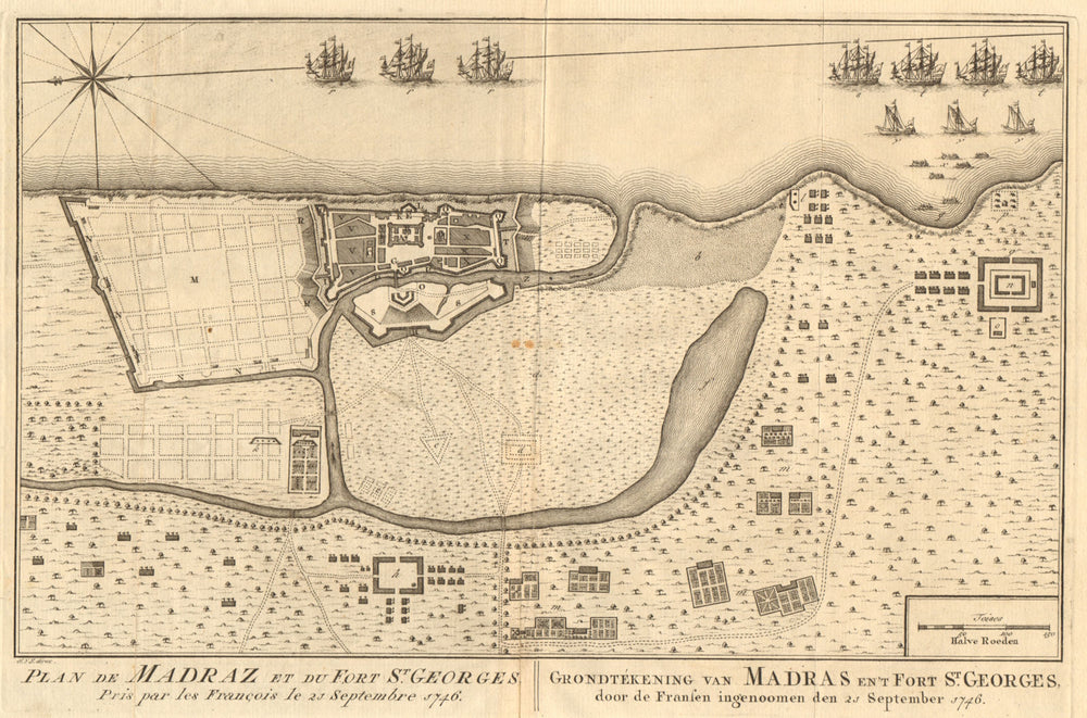 'Plan de Madraz et du Fort St. Georges'. Madras Chennai. BELLIN/SCHLEY 1756 map
