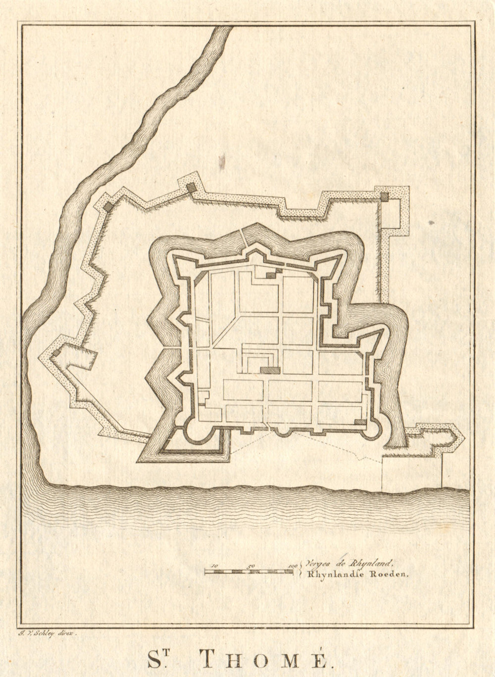 'St. Thomé'. India. St. Thome Portuguese fort, Chennai. BELLIN / SCHLEY 1756 map