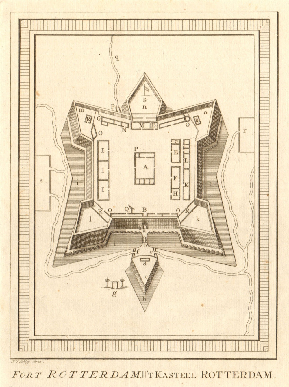 'Fort Rotterdam', Makassar Sulawesi. Dutch East Indies. BELLIN / SCHLEY 1757 map