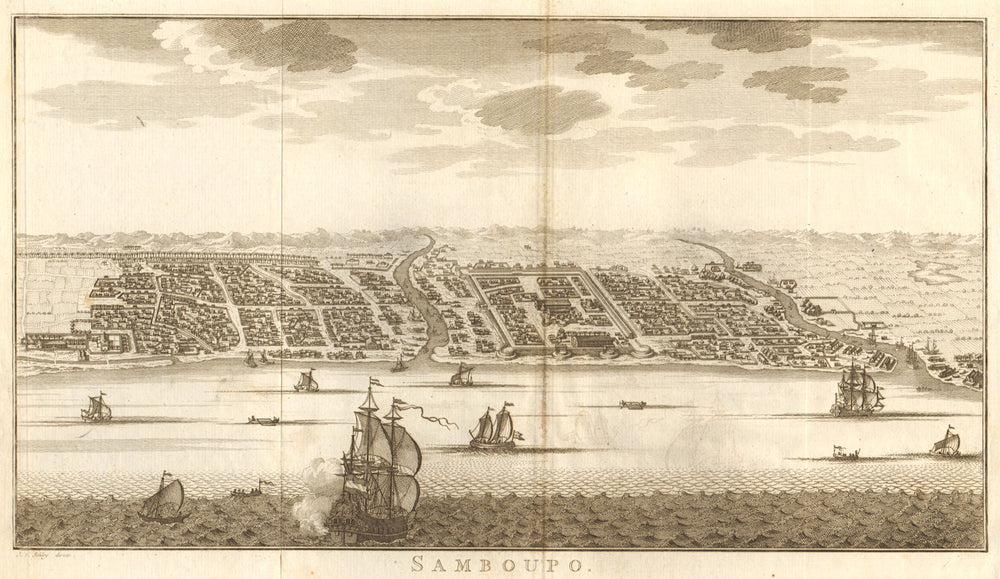 'Samboupo', Sulawesi Indonesia. Makassar town/city plan. BELLIN/SCHLEY 1757 map