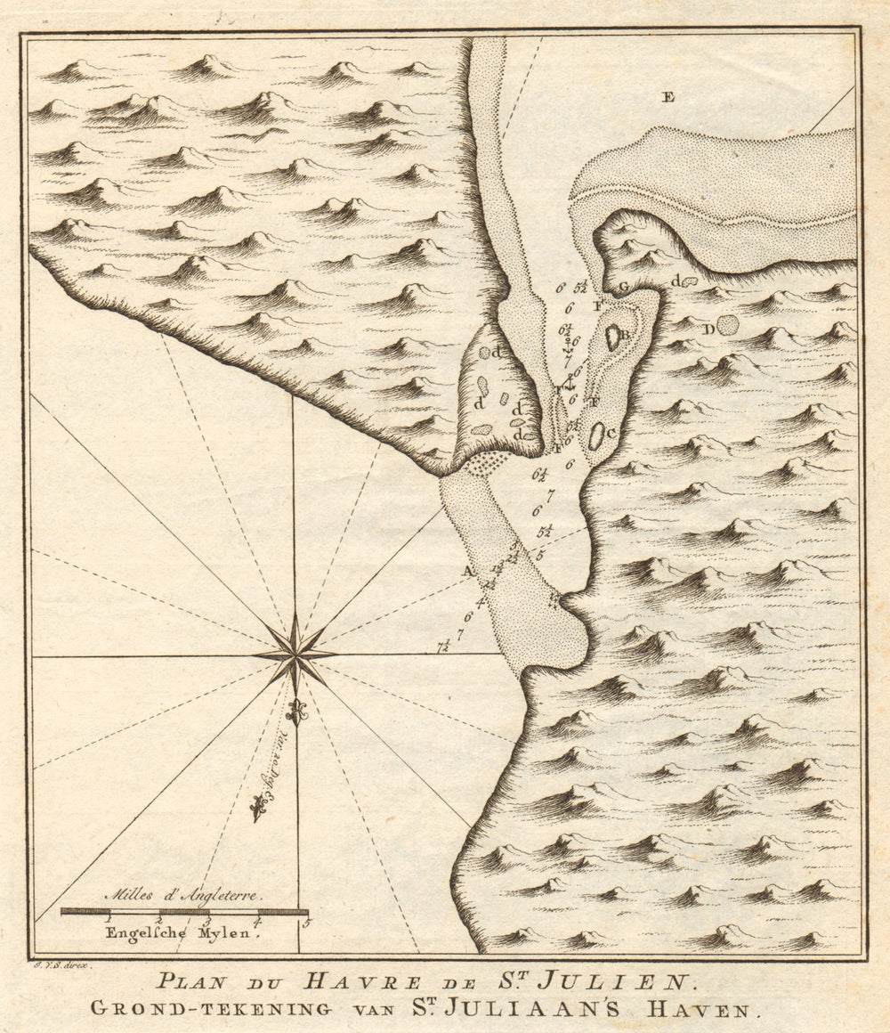 'Plan du havre de St. Julien' Puerto San Julian Argentina BELLIN/SCHLEY 1757 map