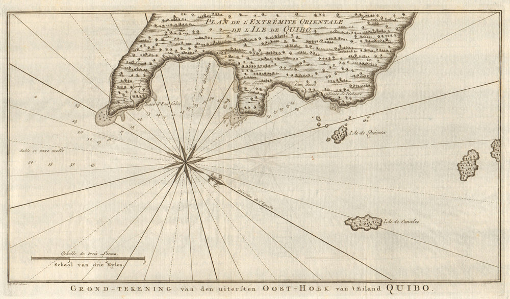 'Plan de… l’lle de Quibo'. Cioba Island, Panama. BELLIN/SCHLEY 1757 old map