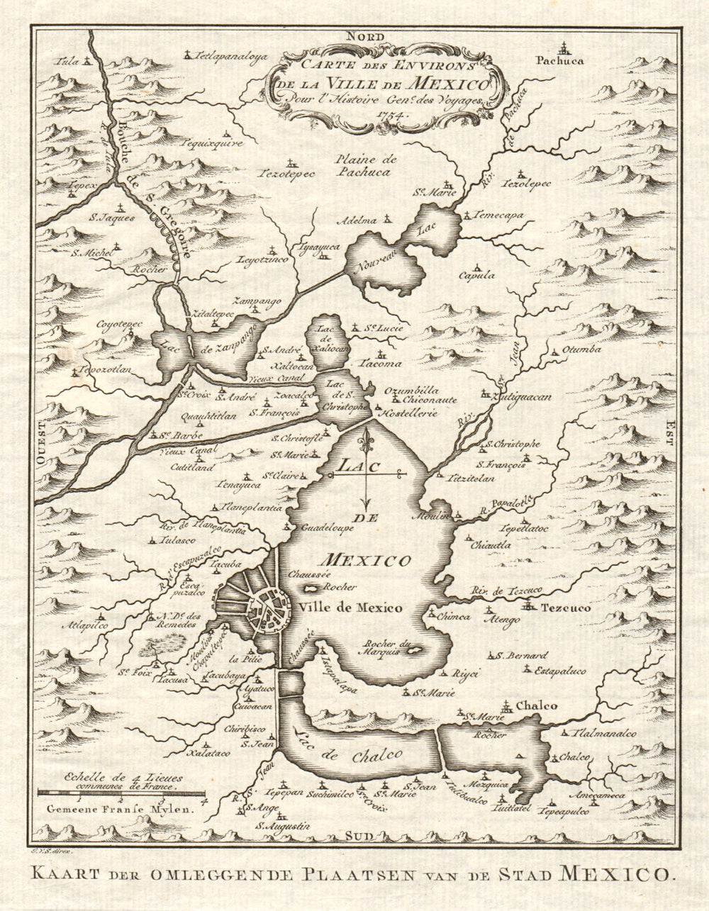 'Carte des Environs de la Ville de Mexico'. Mexico City. BELLIN/SCHLEY 1758 map