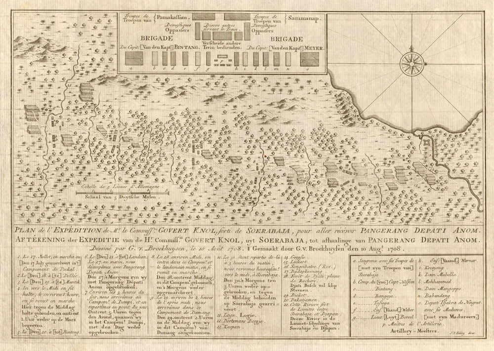 Expédition de Govert Knol sorti Soerabaja. Surabaya Java BELLIN/SCHLEY 1763 map