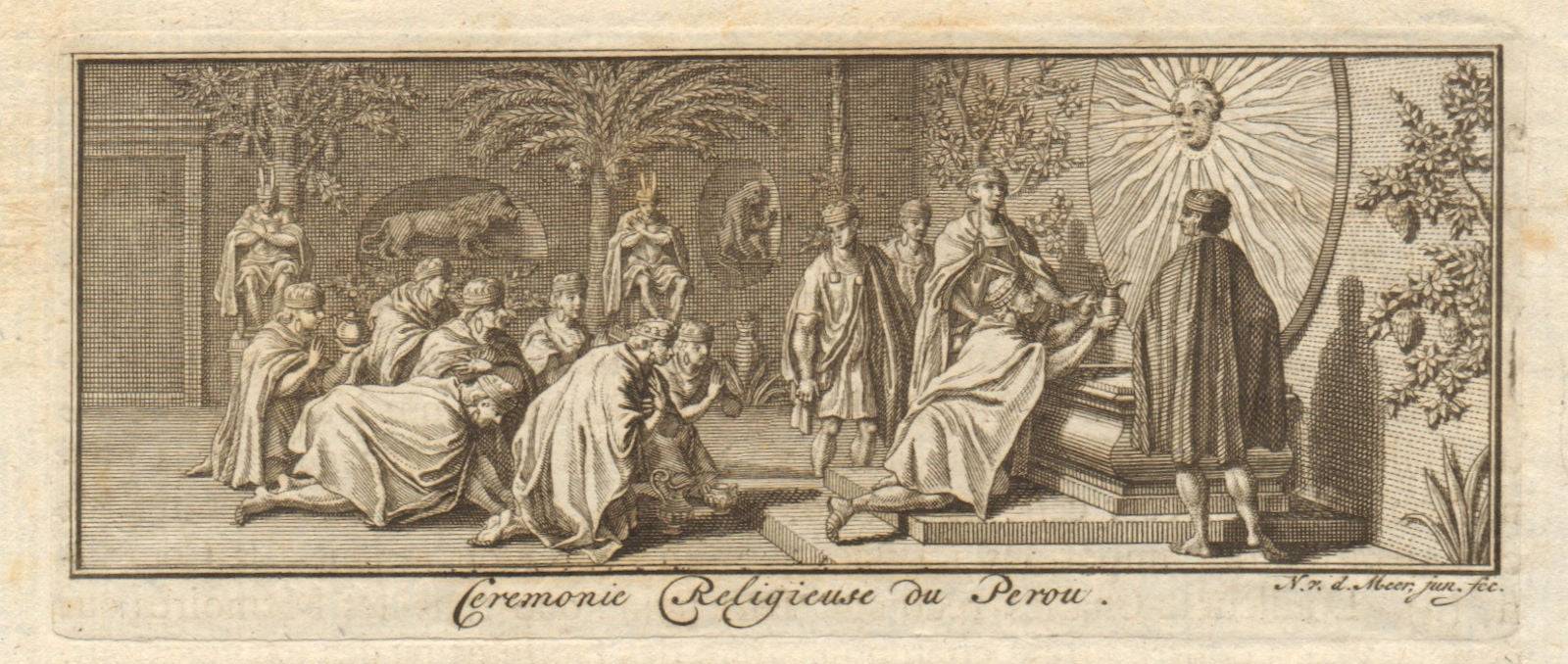 Peruvian religious ceremony. Worship of Inti, Inca sun god. SCHLEY 1772 ...